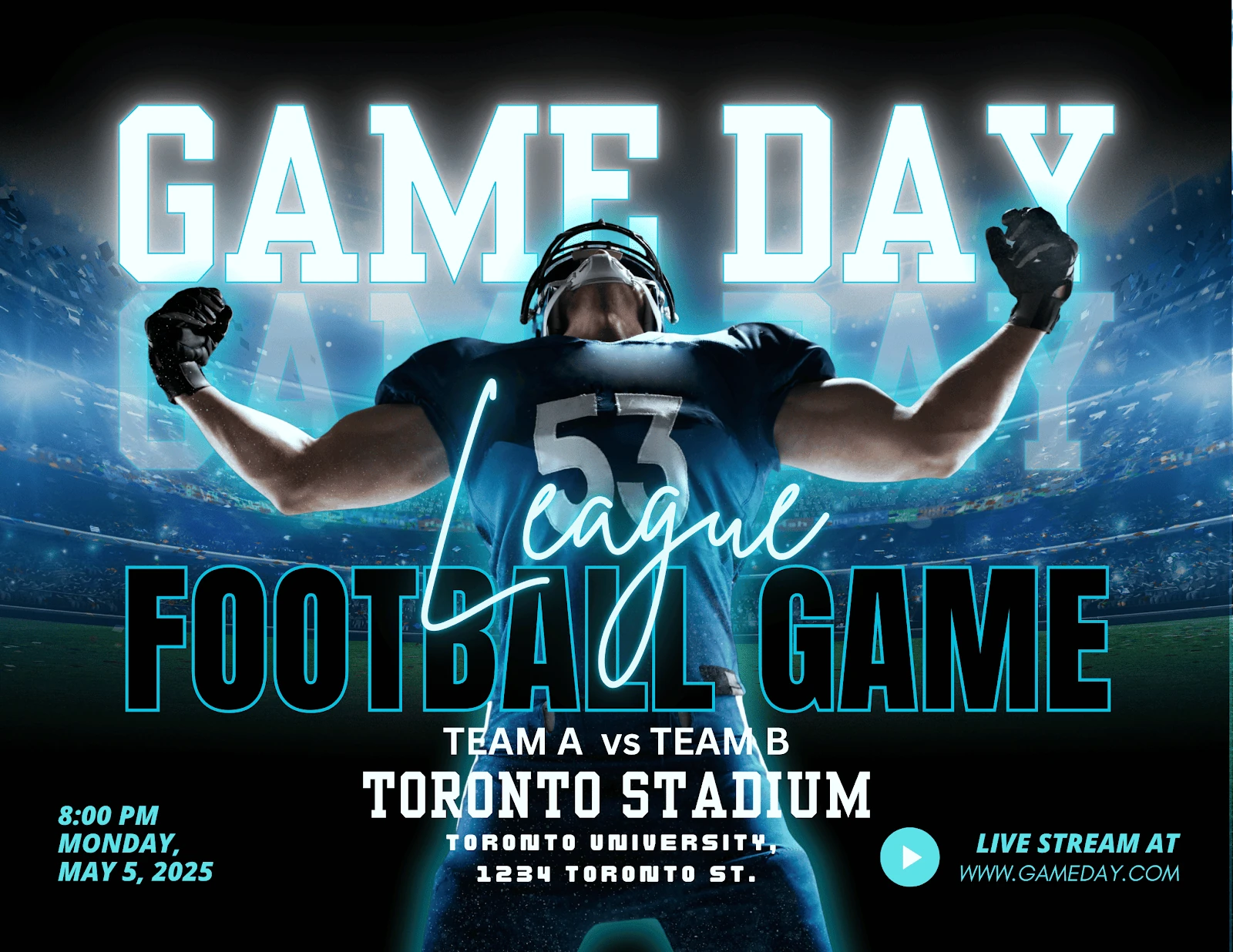 Game-day football social media graphic